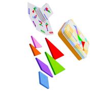 Abaodam Jeu Tangram en Bois pour Garçon et Filles, Puzzle Éducatif D’éveil 7 Pièces Colorées, Coffret en Fer Cartes, Développement Motricité et Compétences Logiques, Montessori Solide