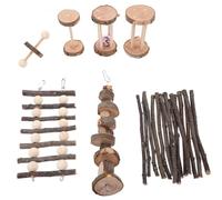 Abaodam Jouet à Mâcher pour Hamsters et Chinchillas, Accessoire Suspendu en Bois Solide, Lot de 7 Set de Pièces, Jouet Enrichissement pour Petits Rongeurs et Lapins, Dentaire pour Animaux de Compagnie