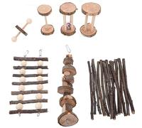 Abaodam Jouets à Mâcher en Bois Naturel pour Cochons d'Inde et Écureuils, 7 Pièces, Favorisent Le Jeu et l'exercice Animaux sont Seuls