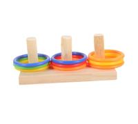 Abaodam Jouets Éducatifs pour Perroquets en Bois Anneaux Colorés, 9 Cercles De 7 Cm, Jeu D’entraînement à Empiler, Jouet à Ronger pour Cage, Adapté Aux Perroquets Moyens Et Grands