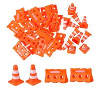 Abaodam Jouets Mini Cônes de Circulation et Barrières de Signalisation Orange Enseignement Sécurité Routière Garçon Fille Kit pour Jeu Créatif et Développement Cognitif