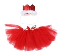 Abaodam Jupe en Tulle pour Chien et Chiot Rouge Facile à Porter avec Bandeau Couronne, Confortable en Polyester, pour Promenades et Séances Photo, Lot de 2 Pièces