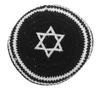 Abaodam Kippa de Prière pour Hommes, Broderie Étoile de David, Noire | Polyester Respirant, Style Traditionnel et Moderne, pour Fêtes Juives et Culte, Pièce Faite à Main