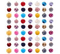 Abaodam Kit 120 Pièces de Breloques Pompons en Tissu Velours Multicolores, Accessoires de Bijoux DIY en Alliage Léger, Décorations de Pendentifs Peluche pour Colliers, Couleur Aléatoire