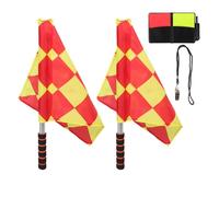 Abaodam Kit Arbitre Football Complet - 2 Drapeaux de Signalisation Manuelle Cartons Jaune et Rouge Sifflet en Acier Inoxydable Mallette de Rangement et Feuilles de Score - Équipement