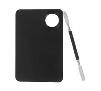 Abaodam Kit de 2 Palettes de Mélange pour Nail Art, Petite Taille en Acier Inoxydable Noir, Outil Double Embout pour Palette de Vernis, Mélange de Couleurs, Manucure et Maquillage