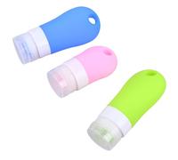 Abaodam Kit de 3 Flacons de Voyage Rechargeables en Silicone et Pp, Bouteilles Souples 38ml et 60ml, Étanches Transporter Savonnette Liquide et Eau