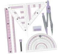 Abaodam Kit de Règle Multifonctionnelle de Dessin Précis et Solide 7 Pièces en Plastique de Dessin Précis et Solide Accessoires de Dessin de Bureau pour Architectes et Ingénieurs