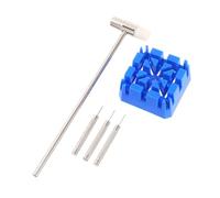 Abaodam Kit de Réparation de Montres 5 Pièces Bleu, Outil Démontage Bracelet Montre Marteau à Goupille et Poinçon, Accessoire Horlogerie Professionnel pour Réglage et Remplacement,