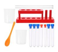Abaodam Kit de Tubes à Essai Stem avec Support Cuillère Bécher et Baguettes Plastique pour Expériences Scientifiques Éducatives Garçon Fille