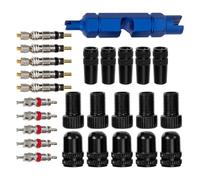 Abaodam Kit pour Valves de Vélo Outil de Retrait et Adaptateurs | Aluminium et Cuivre, Bouchons Protecteurs, Joints Anti-fuite, Entretien Rapide des Pneus, pour Cyclistes et Mécaniciens Vélo