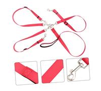 Abaodam Laisse De Dressage Réglable Triple Tête en Nylon Rouge, Attelage Solide Et Lavable, Longueur Adaptée pour Chiens, Promenade Et Entraînement De Plusieurs Animaux
