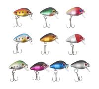 Abaodam leurre de pêche 10pcs appâts de pêche pour Le Camping leurre appât Plastique appât Dur à Trois hameçons pour Bass eaux Douces en extérieur