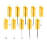 Abaodam Lot de 10 Brosses de Nettoyage pour Biberons et Gourdes, Poils Jaunes en Nylon, Manches en Inox, Légères et Pratiques, Brosse Silicone pour Bouteilles en Verre, pour