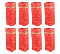 Abaodam Lot de 10 Paquet à Vin en Papier Rouge pour Bouteilles de Vin, Porte-bouteilles Portable, Pochettes de Rangement Présent pour Noël, Anniversaires et Fêtes, Dimension Standard