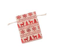 Abaodam Lot de 10 Paquets à Cordon Rouges en Tissu pour Rangement Cadeau Noël, Portable et Décoré D'un Motif Festif, pour Célébrations et Fêtes