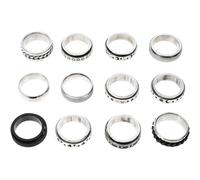 Abaodam Lot de 12 Bagues en Acier Inoxydable Rotatives Anti-anxiété, Taille 7, Bijoux de Doigt Unisexes pour Femmes et Hommes, Anneaux Vintage Réglables pour Mariage et Occasions