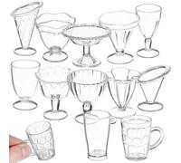 Abaodam Lot de 12 Mini Tasses Transparentes en Plastique Robuste pour Maison de Poupée Accessoires Miniatures Polyvalents pour Décoration et Jeux Créatifs Petite Tasse pour Garçon et