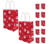 Abaodam Lot de 12 Paquet Présents en Papier Rouge à Motif Pattes de Chien Fond Carré Grosse Capacité pour Fête Festival et Rangement de Bonbons Paquet pour Présents et Magasin Pratique