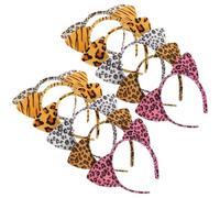 Abaodam Lot de 12 serre-têtes oreilles de chat léopard en tissu peluche, bandeaux pour fixer cheveux, usage lors de carnaval et soirées costumées, accessoires pour femmes
