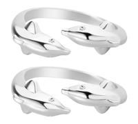Abaodam Lot de 2 Bagues Ouvertes Réglables en Alliage Motif Paire de Dauphins Bleu Océan, Anneaux pour Femme, Bijoux Océanique Adaptés pour Fête et Usage Quotidien