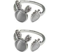 Abaodam Lot de 2 Bagues Ouvertes Réglables pour Femmes Bagues Lapin et Carotte en Pierre de Lune Légères et Solide Bijoux Créatifs pour Fête Anniversaire et Usage Quotidien