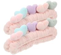 Abaodam Lot de 2 Bandeaux pour Cheveux Forme Cœur en Tissu Extensible Confortables pour Se Laver le Visage et Brosser les Dents, Accessoires Élégants pour Femmes