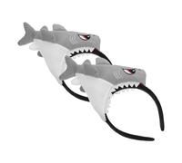 Abaodam Lot de 2 Bandeaux Requin Cosplay Gris Doux en Tissu, Serrage-tête Animal Marin pour Maquillage, Spa et Fêtes à Thème Océan, Accessoires Cheveux Femmes Filles, Bandeaux