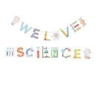 Abaodam Lot de 2 Bannières Décoratives à Suspendre Décorations de Fête Scientifique Triangulaires Légères pour Anniversaire Fournitures de Fête d'anniversaire Thème des Sciences