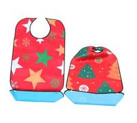 Abaodam Lot de 2 Bavoirs Imperméables pour Adultes Motif Noël Bouton-Pression Polyester Résistant Taille Unique Protection Multi-Usages pour Repas et Soins des Personnes Âgées