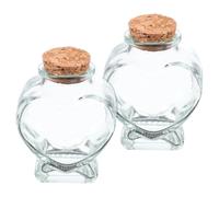 Abaodam Lot de 2 Bocaux en Verre Forme Cœur 50ml avec Bouchon en Liège pour Décoration DIY et Rangement sur Bureau