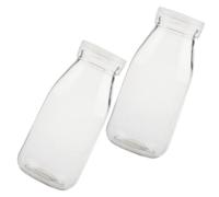 Abaodam Lot de 2 Bouteilles de Yaourt et Lait 250ml en Verre Couvercle, Portables et Résistantes, pour Familles et Restaurants