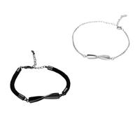 Abaodam Lot de 2 Bracelets de Couple en Forme D'anneau Infini Noir et Blanc, Chaîne de Poignet Décorative en Matériau Résistant, Bracelet pour Saint-valentin, Anniversaire et Présent