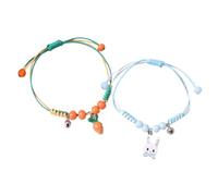 Abaodam Lot de 2 Bracelets Faits Main pour Couple Bracelets Tressés Réglables en Ficelle Bijoux de Poignet Femme et Homme Design Lapin et Carotte Présent Amitié et Usage Quotidien