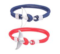 Abaodam Lot de 2 Bracelets Queue de Baleine en Paracorde Chaîne de Corde de Survie Couleur Bleu Marine et Noir Taille Ajustable Accessoires Nautiques pour Couple Présent Résistant