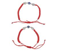 Abaodam Lot de 2 Bracelets Réglables pour Couple en Corde Rouge Bijoux Décoratifs à la Main Perles Bleues Œil Maléfique Éléphant et Tortue Bracelets Chance pour Femme et Homme Présent