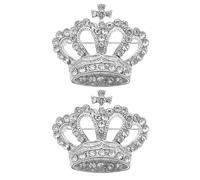 Abaodam Lot de 2 Broches Couronne en Zircon 4x3 Cm, Alliage Solide, Épingles à Tiare Scintillantes pour Vêtements et Manteaux, Accessoire Mariage et Cérémonie, Bijoux Femme Élégants