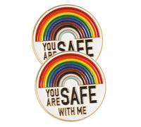 Abaodam Lot de 2 Broches en Métal Émaillé Arc-en-Ciel Épingles Décoratives pour Femmes Accessoires pour Paquet à Dos Bijoux Broches Colorées « You Are Safe With Me » pour Fierté Lgbt