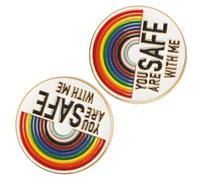 Abaodam Lot de 2 Broches en Métal Émaillé You Are Safe With Me Arc-en-ciel, Épingles Décoratives pour Vêtements, Paquet, Accessoires, Bijou à Badge Femme, Pride Lgbtq, 2 Pièces