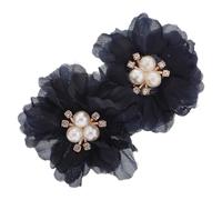 Abaodam Lot de 2 Broches en Tissu Fleurs Artificielles et Fausses Perles, 6 Cm, Couleur Bleu Marine, Accessoires Polyvalents pour Coiffure et Décoration, Matériel Floral pour Bricolage