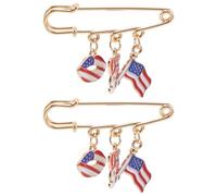 Abaodam Lot de 2 Broches Épingle Drapeau Américain en Métal Brillant, Légère et Solide, Décoration pour Fête de L'indépendance 4 Juillet, Accessoire Patriotique pour Événements