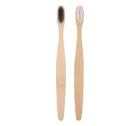 Abaodam Lot de 2 Brosses à Dents Adulte en Bambou Naturel Poils Souples Tête Ronde et Extrémité Arrondie Brosse à Dents Écologique Blanc et Noir Soin Bucco-Dentaire Quotidien