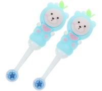 Abaodam Lot de 2 Brosses à Dents pour Garçon et Filles 0-9 Poils Souples Tête Ronde Manche Motif Ours Bleu Ciel Brosse Dent Douce pour Nettoyage Interdentaire et Soin des Gencives