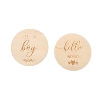 Abaodam Lot De 2 Cartes Commémoratives De Croissance Pour Bébé En Bois De Forme Ronde Amusante Pour Nouveau-né