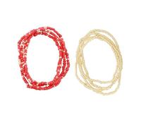 Abaodam Lot de 2 Chaînes de Bikini Double Rang, Perles de Ventre Rouges, Chaîne de Taille Artisanale, Accessoire Plage Femme, Bijoux de Corps Été, Style Bohème, Taille Ajustable