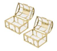 Abaodam Lot de 2 Coffres Transparants en Plastique Boîtes à Bijoux en Cristal Organisateurs de Rangement pour Bibelots et Souvenirs pour Jeux d’Imitation et Rangement Décoratif