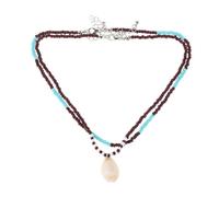 Abaodam Lot de 2 Colliers Pendentifs Coquillages Perles de Riz Multicolores, Collier Tropical Léger et Confortable, Bijoux de Plage pour Femmes et Adolescentes, Accessoire de Vacances