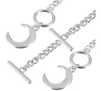 Abaodam Lot de 2 Colliers Ras-du-cou à Chaîne en Alliage Pendentif Lune Délicate Argentée, Bijoux Femme pour Fêtes, Usage Quotidien et Soirées Club