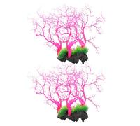 Abaodam Lot de 2 Coraux Artificiels pour Aquarium en Plastique Rouge et Blanc Décoration Réaliste de Récif Corallien Ornement Corail Simulé pour Eau Douce et Eau de Mer Améliore