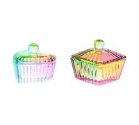 Abaodam Lot de 2 Coupes de Manucure en Verre Couvercle, Bol à Liquide pour Nail Art, Design Délicat et Fonction Fiable pour Accessoires Onglerie